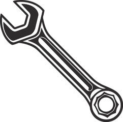 Black Silhouette Vector Illustration of Spanners ? Hand Tools Icon Set for Mechanical and Industrial Use