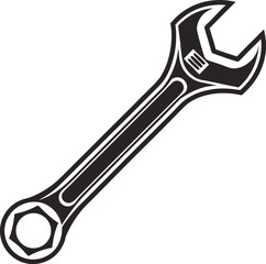 Black Silhouette Vector Illustration of Spanners ? Hand Tools Icon Set for Mechanical and Industrial Use