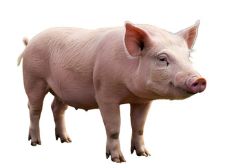 Fototapeta premium Domestic Pig Image Farm Animal Photograph isolated on white background