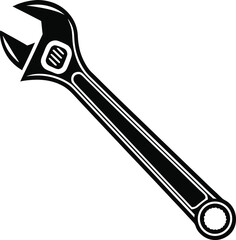 Black Silhouette Vector Illustration of Spanners ? Hand Tools Icon Set for Mechanical and Industrial Use
