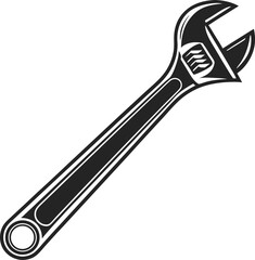 Black Silhouette Vector Illustration of Spanners ? Hand Tools Icon Set for Mechanical and Industrial Use