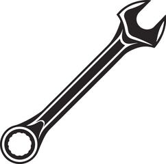 Black Silhouette Vector Illustration of Spanners ? Hand Tools Icon Set for Mechanical and Industrial Use