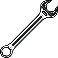 Black Silhouette Vector Illustration of Spanners ? Hand Tools Icon Set for Mechanical and Industrial Use
