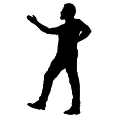 Silhouette of Man Gesturing with Outstretched Arm