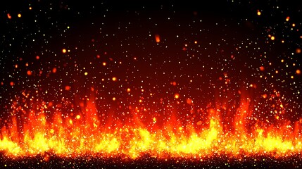 Fiery red backdrop with dynamic light bursts and deep shadowed edges that enhance the dramatic impact of the scene