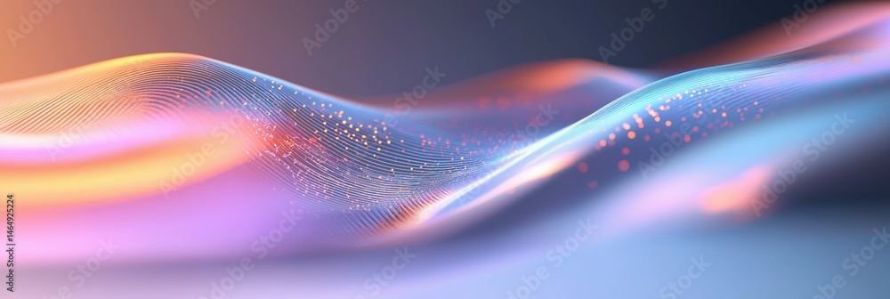 Poster a colorful, abstract image of a wave with a blue background. the wave is made up of many different c