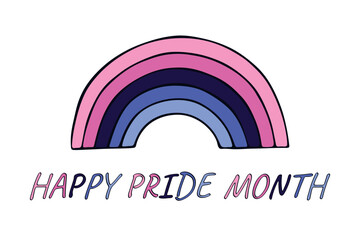 Fototapeta premium Colorful rainbow shape Omnisexual pride flag Happy pride day LGBTQIA community Pride Month Vector hand drawn doodle for posters, stickers, logo, cards