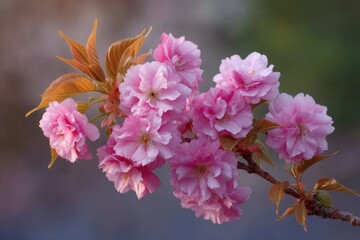 Delicate Pink Cherry Blossoms: A Serene Springtime Image