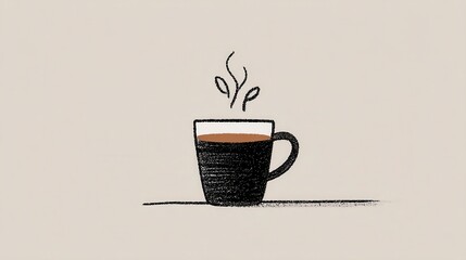 A steaming cup of coffee illustration perfect for cozy autumn vibes or morning routine concepts