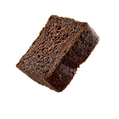 Close-up of a Single Piece of Dark Rye Bread, Isolated on Green Transparent background