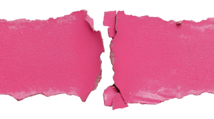  torn strip of vibrant pink paper  isolated on white background