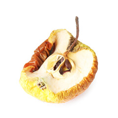 Half of rotten apple isolated on white, top view