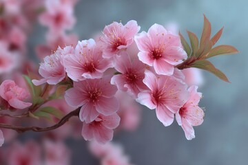 Delicate Pink Blossom Branch: A Serene Floral Painting