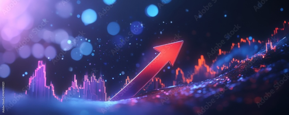 Poster arrow up trending graph stock chart data