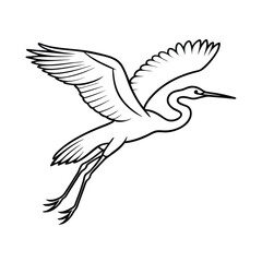 heron in flight line art vector