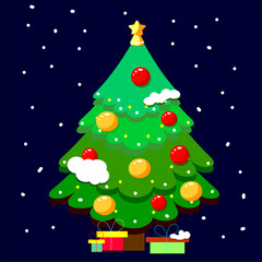 christmas tree with gift boxes vector illustration
