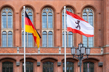Rotes Rathaus Berlin flags, Flags Germany and Berlin, city hall, architecture, Germany, European...