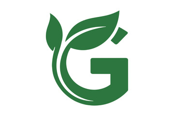 Green leaf letter g logo design for eco friendly brand