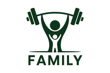 Family fitness training together weightlifting logo