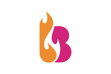 Letter b flame logo design hot brand identity icon