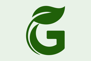 Fototapeta premium Green leaf g logo design for eco friendly company