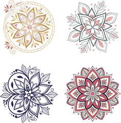 Colorful mandala vector illustration set