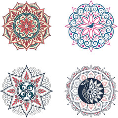 Beautiful vector illustration mandala colorful design set
