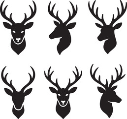 Deer Head Icon Silhouette Vector Design