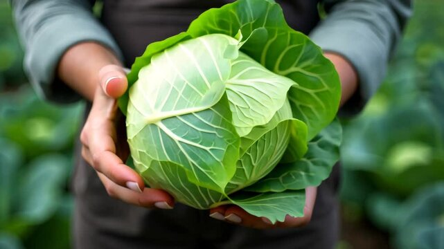 Big cabbage vegetable garden, farm, seedlings, plants, vegetables. AI Generative