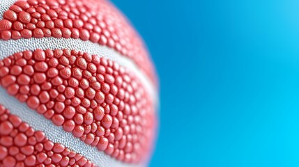 Basketball Detail with Red Texture Against Blue Background