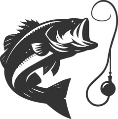 Large mouth bass fish vector silhouette