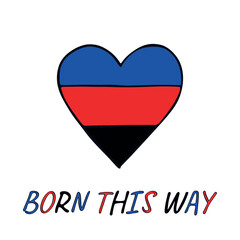 Colorful heart shape Polyamory pride flag Happy pride day LGBTQIA community Pride Month Vector hand drawn doodle for posters, stickers, logo, cards