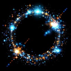 Obraz premium A mesmerizing circle lens flare effect on a dark background.