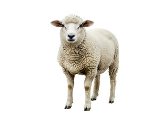 Obraz premium Adorable Sheep HighQuality Image of a Fluffy White Sheep isolated on white background