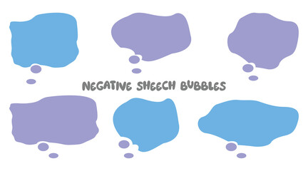 Set of 6 negative speech bubbles vector
