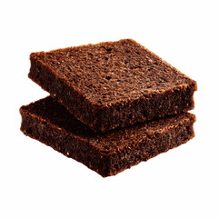 Two Slices of Delicious Dark Chocolate Brownie on Vibrant Pink Transparent background