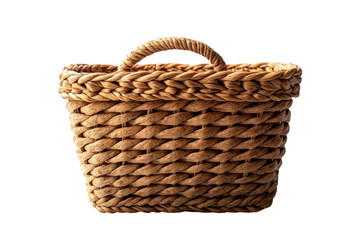 Obraz premium A rustic handcrafted woven basket with a sturdy handle perfect for rustic home decor against a on transparent background