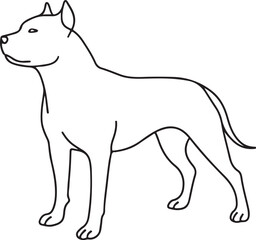 Pit Bull Dog Full Body One Line Art