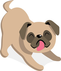 Cartoon Illustration of a Playful Pug Puppy. Kawaii pug vector illustration