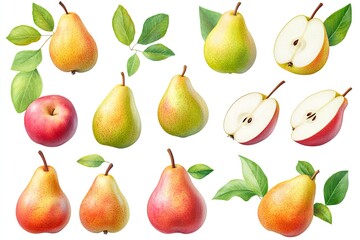 Obraz premium Fresh Pears and Apples Collection
