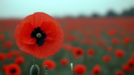 Obraz premium Stunning Red Poppy Flower in Vibrant Field