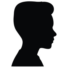Black Silhouette of Young Boy Side Profile Isolated on White Background – Minimalist Vector Clipart for Logos, Icons, Posters, Crafts, and Design Projects
