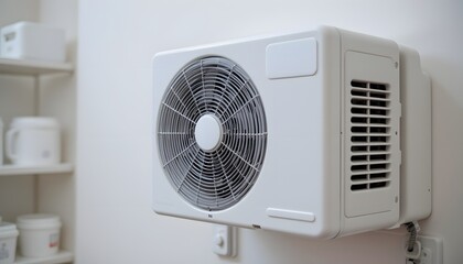 Air Conditioning Unit: Modern air conditioning unit affixed to a wall, showcasing the technology. 