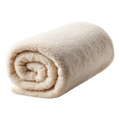 Soft and Cozy Rolled Beige Bath Towel with Transparent Background