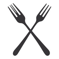 This is a clean, minimalist vector graphic of two crossed forks.