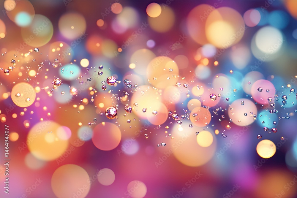 Poster vibrant bokeh with floating droplets