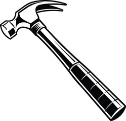 Black Silhouette Vector Illustration of a Hammer ? Hand Tool Icon for Construction and Carpentry