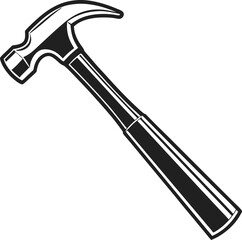Black Silhouette Vector Illustration of a Hammer ? Hand Tool Icon for Construction and Carpentry