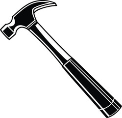 Black Silhouette Vector Illustration of a Hammer ? Hand Tool Icon for Construction and Carpentry
