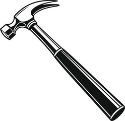 Black Silhouette Vector Illustration of a Hammer ? Hand Tool Icon for Construction and Carpentry
